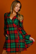 Plaid Christmas Wrap Dress