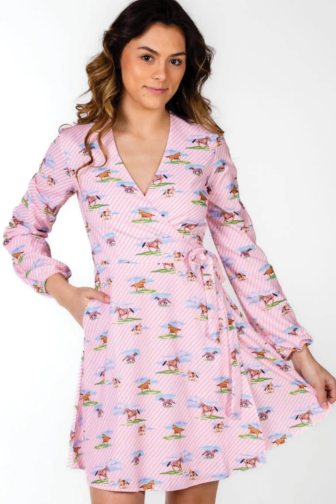Derby Horses Wrap Dress