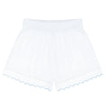 women's white scalloped short