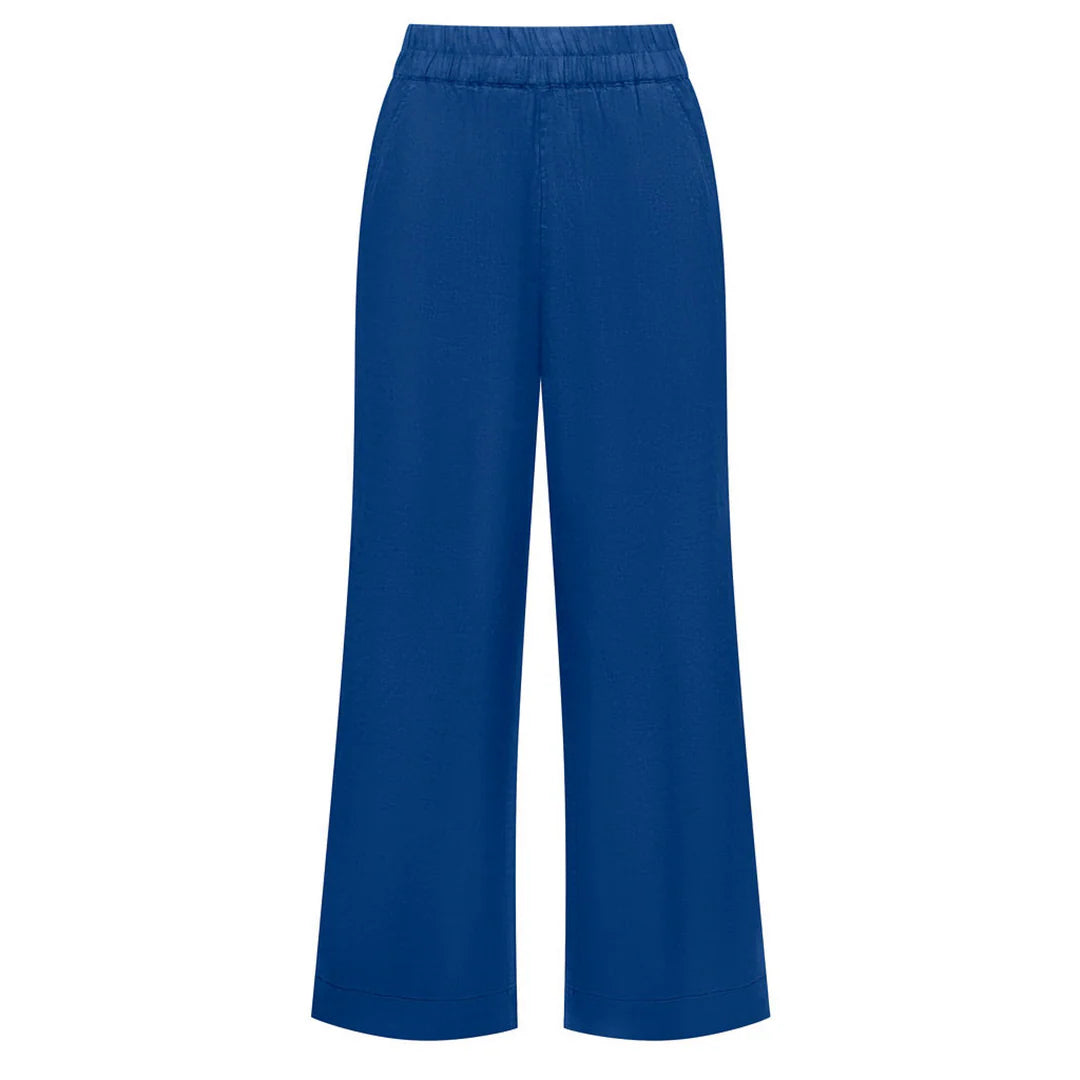 women's oyster blue linen pant