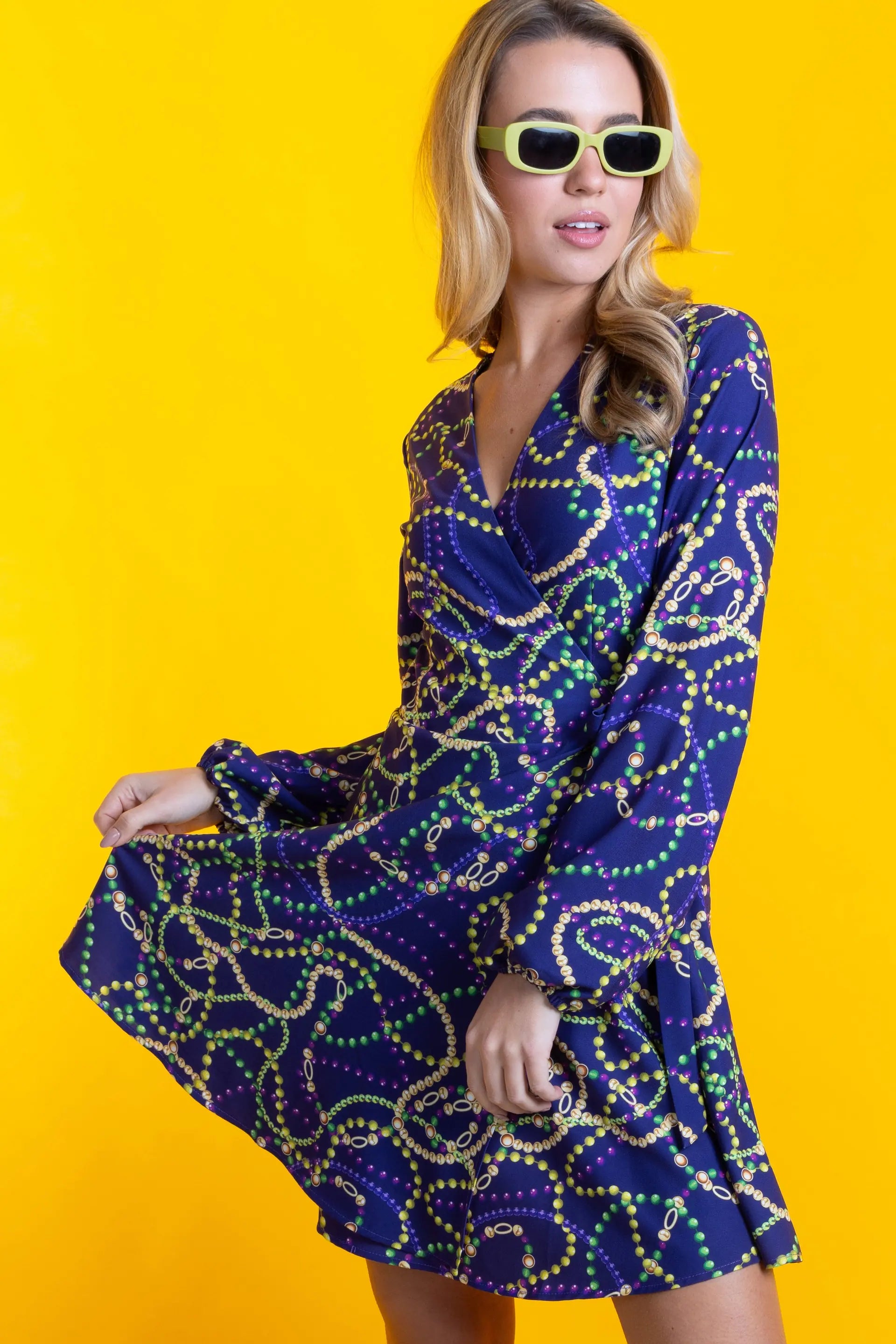 Mardi Gras Beads Wrap Dress