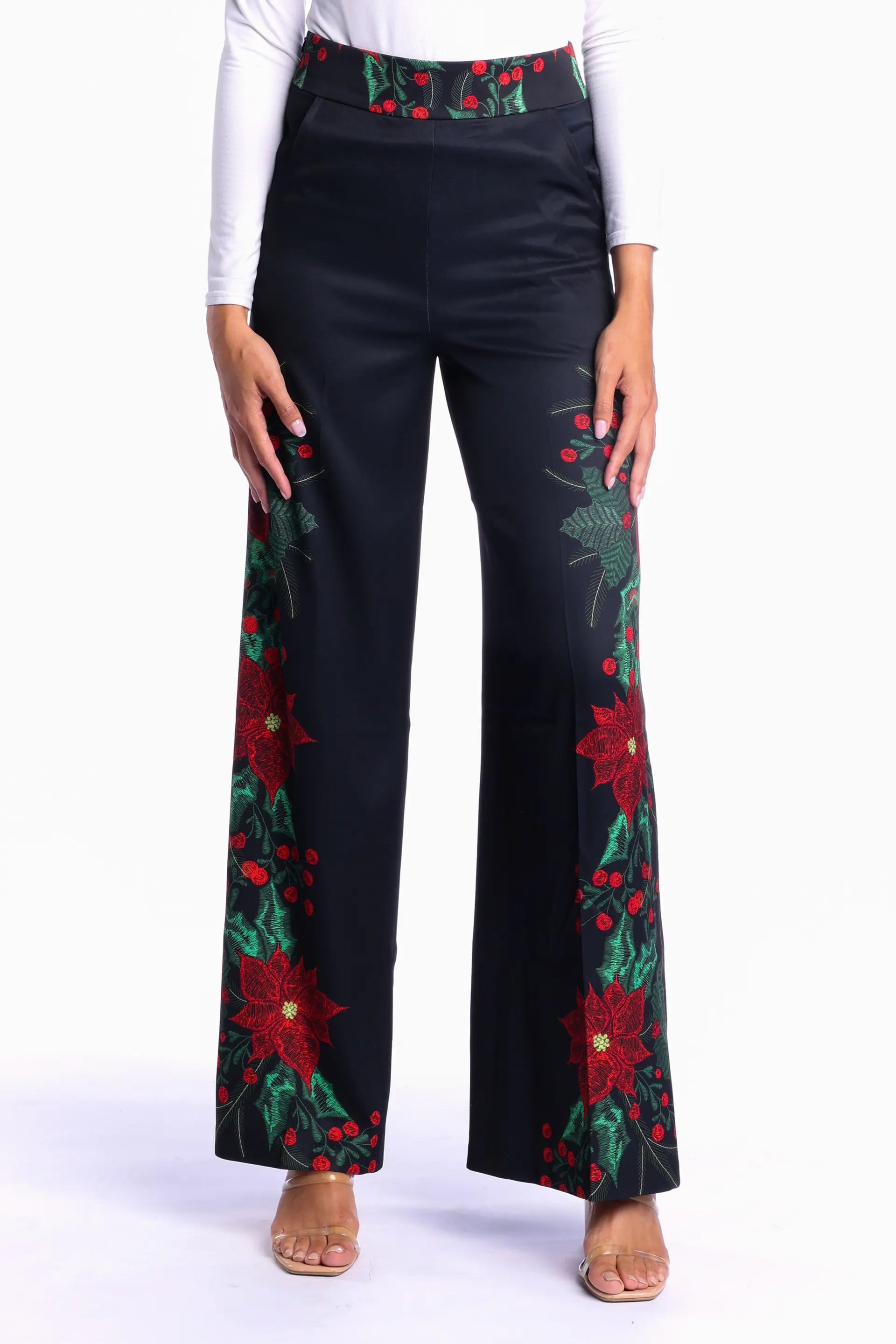 Poinsettia Women's Christmas Suit Pant
