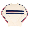 women's navy and red stripe cropped knit sweater